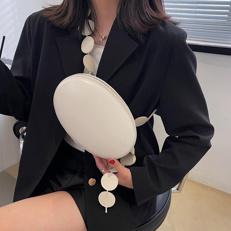 Brand Women Crossbody Bag Purse Summer Oval Small Shoulder Bags Designer Handbag Solid Color Leather Luxury Crossbody Chest Pack