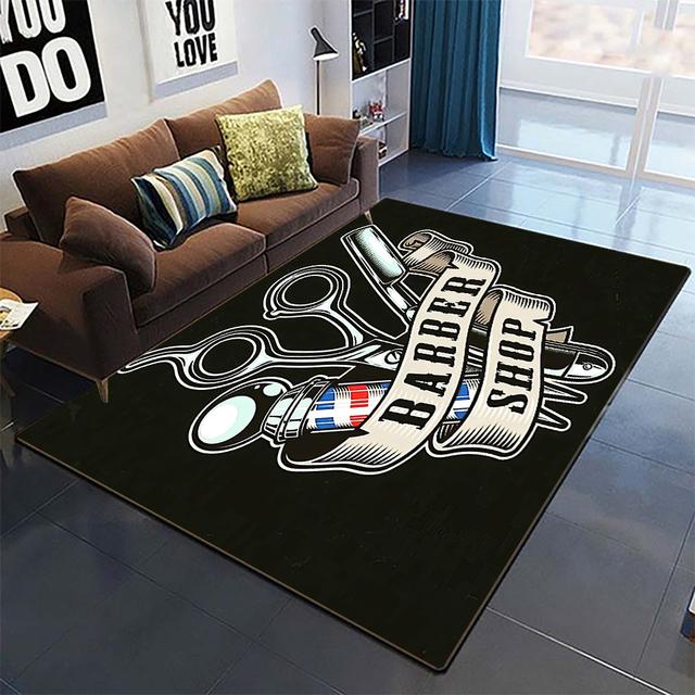 Fashion Cool Barbershop Carpet Living Room Home Decoration Sofa Table Large Area Carpet Lounge Entrance Door Mat Non -Slip Mat