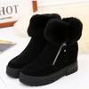 Fashion Waterproof Plush Warm Ankle Boots Women Zip Fur Faux Suede Snow Boots Non-slip Cotton Shoes Women's Winter Boots Botas Mujer
