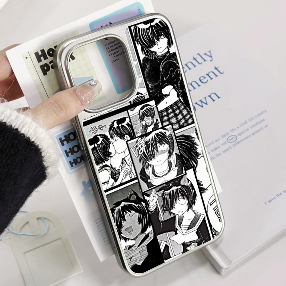 Urabe Mikoto Cute Japan Girl Pattern Phone Case for iPhone 16 15 14 13 12 11 Pro Max Sheepskin Silver-edged Protective Case