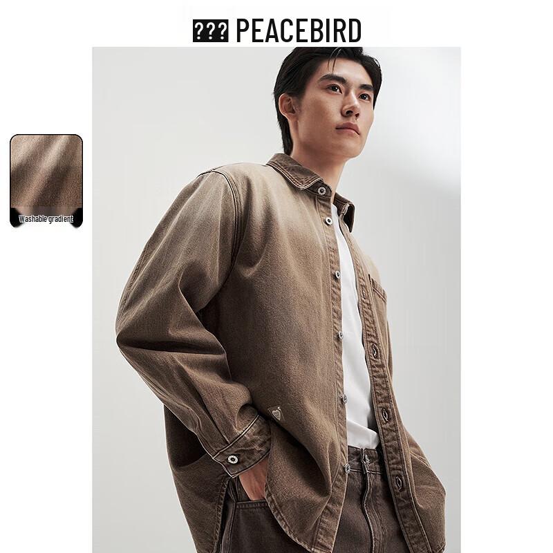 Peacebird Men's Retro Washed Gradient Denim Shirt