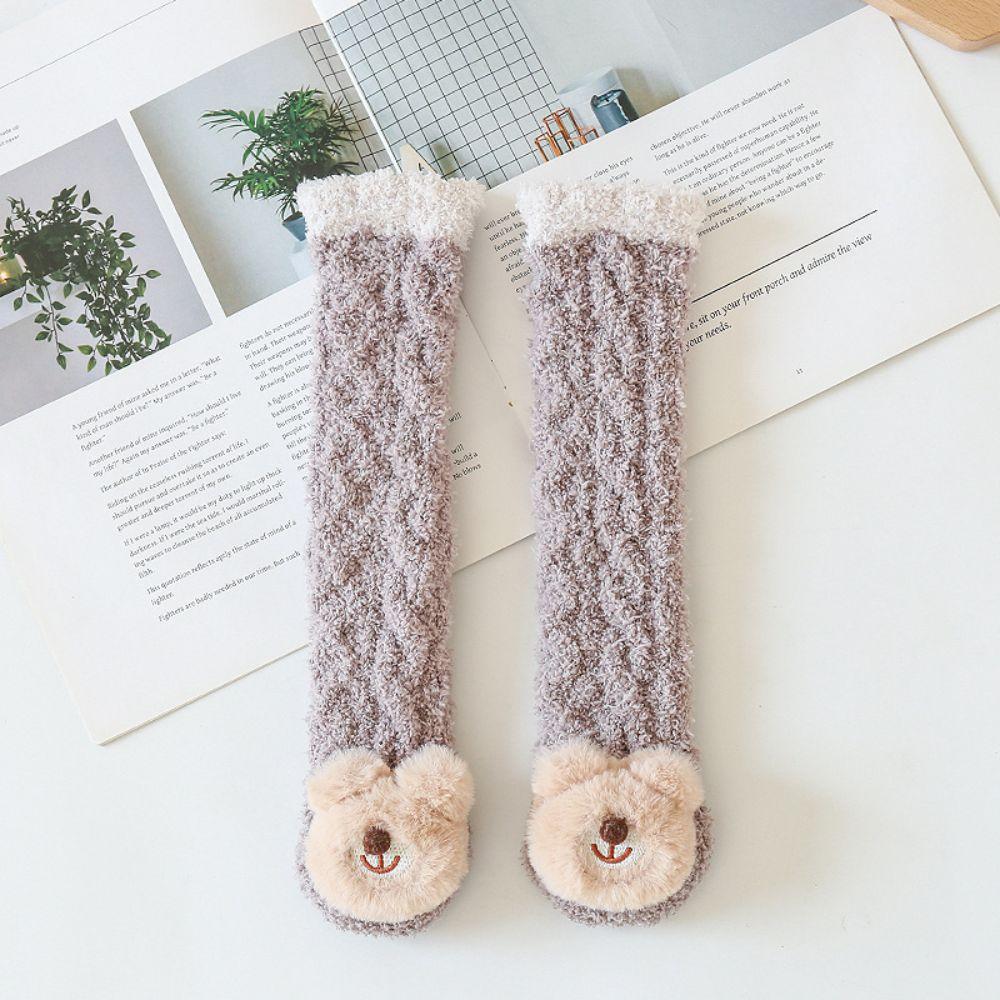Soft Newborn Knee High Socks Fuzzy Infant Winter Stockings Coral Fleece Socks 0-3 Years Old