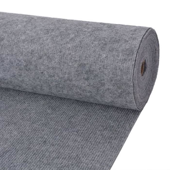 Tapis strié - vidaXL - 1,2x10 m - Polyester - Gris - Réutilisable