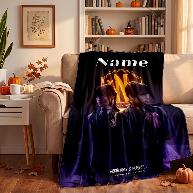 Wednesday Custom Flannel Blankets Soft Warm Cozy Throws for Home Decor Holiday Gifts