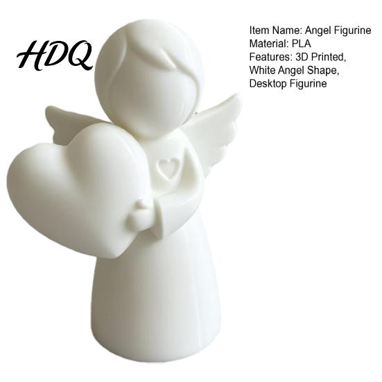 Mini Angel Figurine Love Heart Figurine 3D Printed White Statue Modern Figure