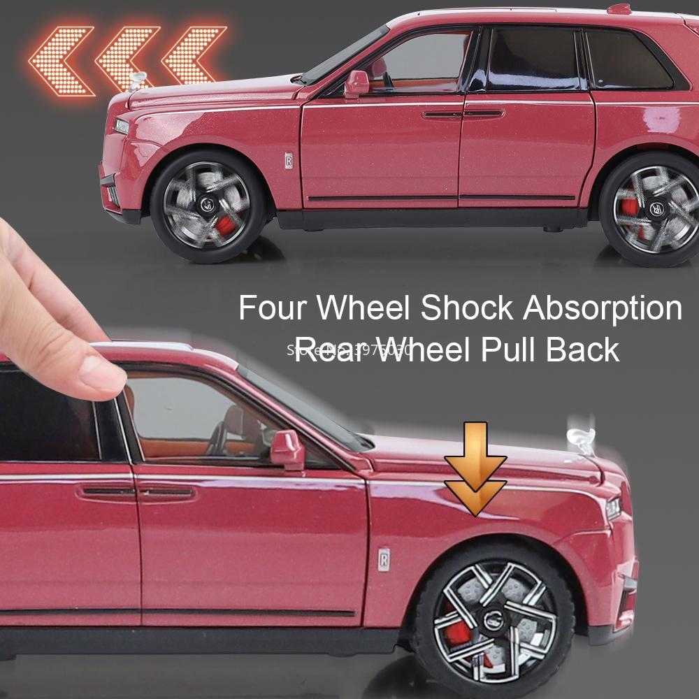 1:24 Alloy Rolls Royce Cullinan XM Model Diecast Toys Cars 6 Doors Opened Vehicles Pull Back Light Music Miniature Car Kids Gift