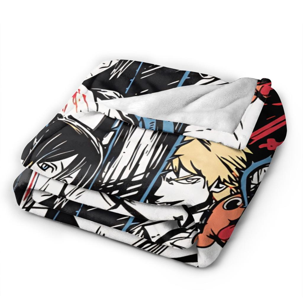 Denji Makima Aki Hayakawa Team Chainsaw Man Warm Blankets Girls Boys Plush Throw Blanket Street Trend Outdoor Flannel Bedsprea