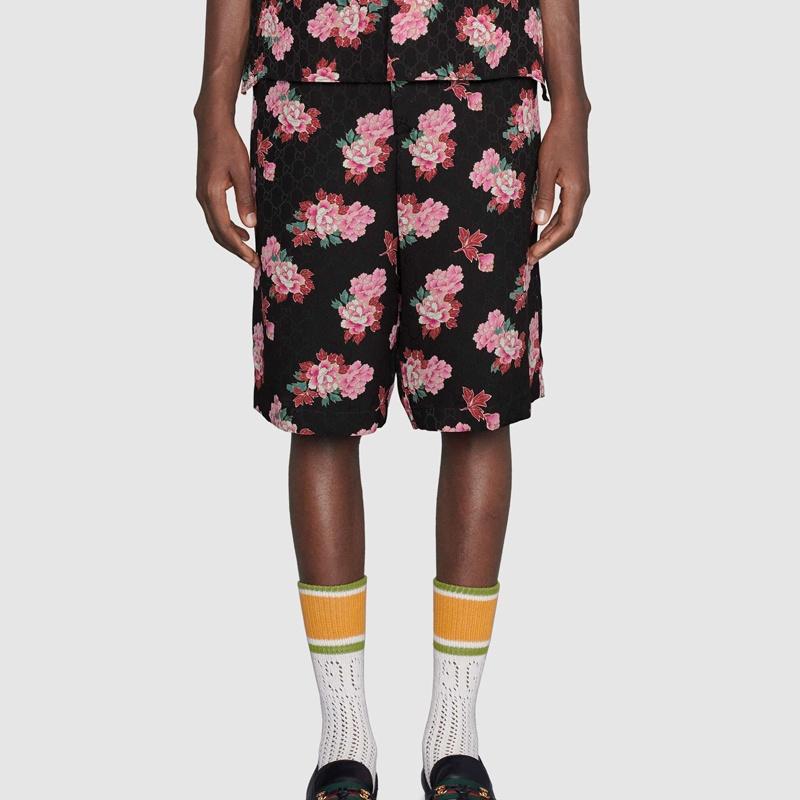 GUCCI Peony Print Silk Shorts Men's 624399-ZAEP6-1187