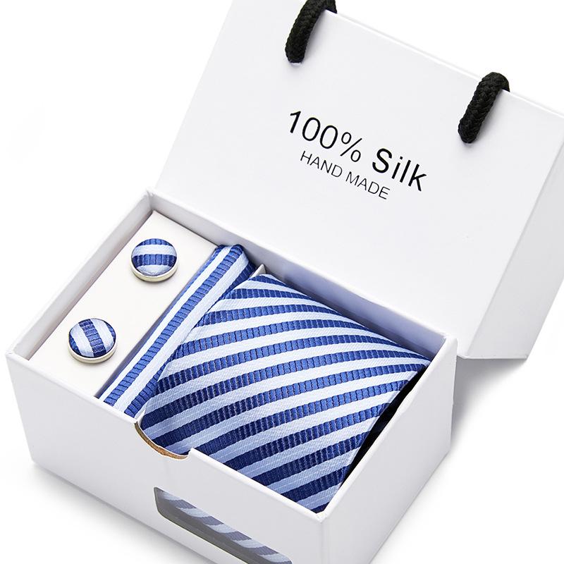 Men'S Tie Gift Box 5-Piece Set Tie Pocket Towel Scarf Cuff