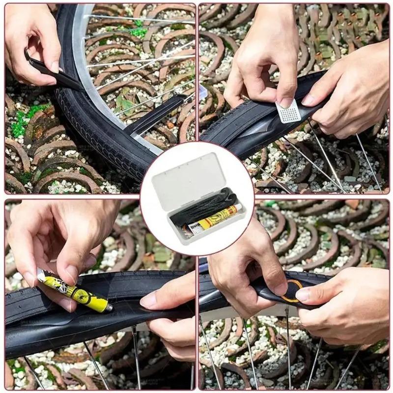 Universal Bike Tire Repair Kit Cycling Flat Tire Repair Rubber Patch Glue Lever Cycling No Glue Bicycle Inner Tube Puncture Tool