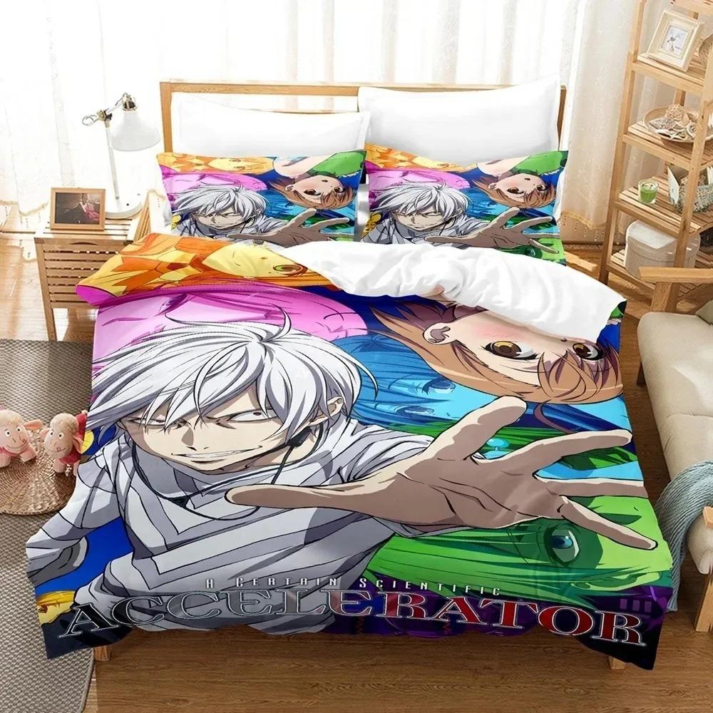3D Anime A Certain Scientific Accelerator Bedding Collection Single Twin Full Queen King Size Bed Collection Adult Kid Bedroom Duvetcover Collections