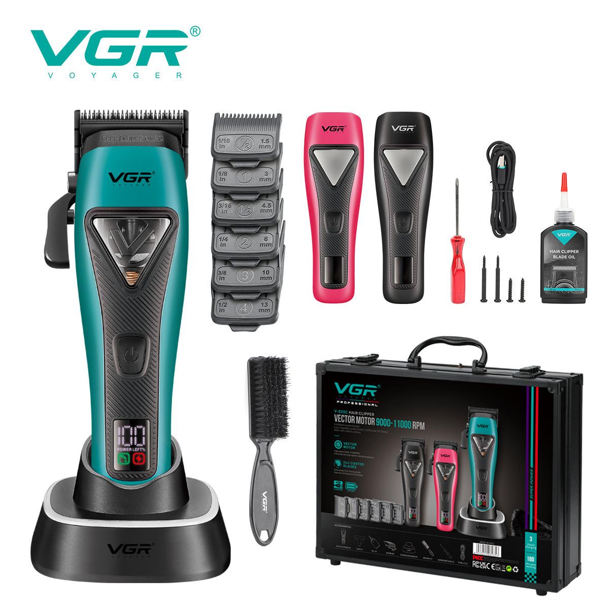 

New VGR Brushless Hair Trimmer Professional Hair Cutting Machine Cordless Clipper Barber Adjustable Clippers LED Haircut Trimmer for Men A Set V-035C V-035C A Set