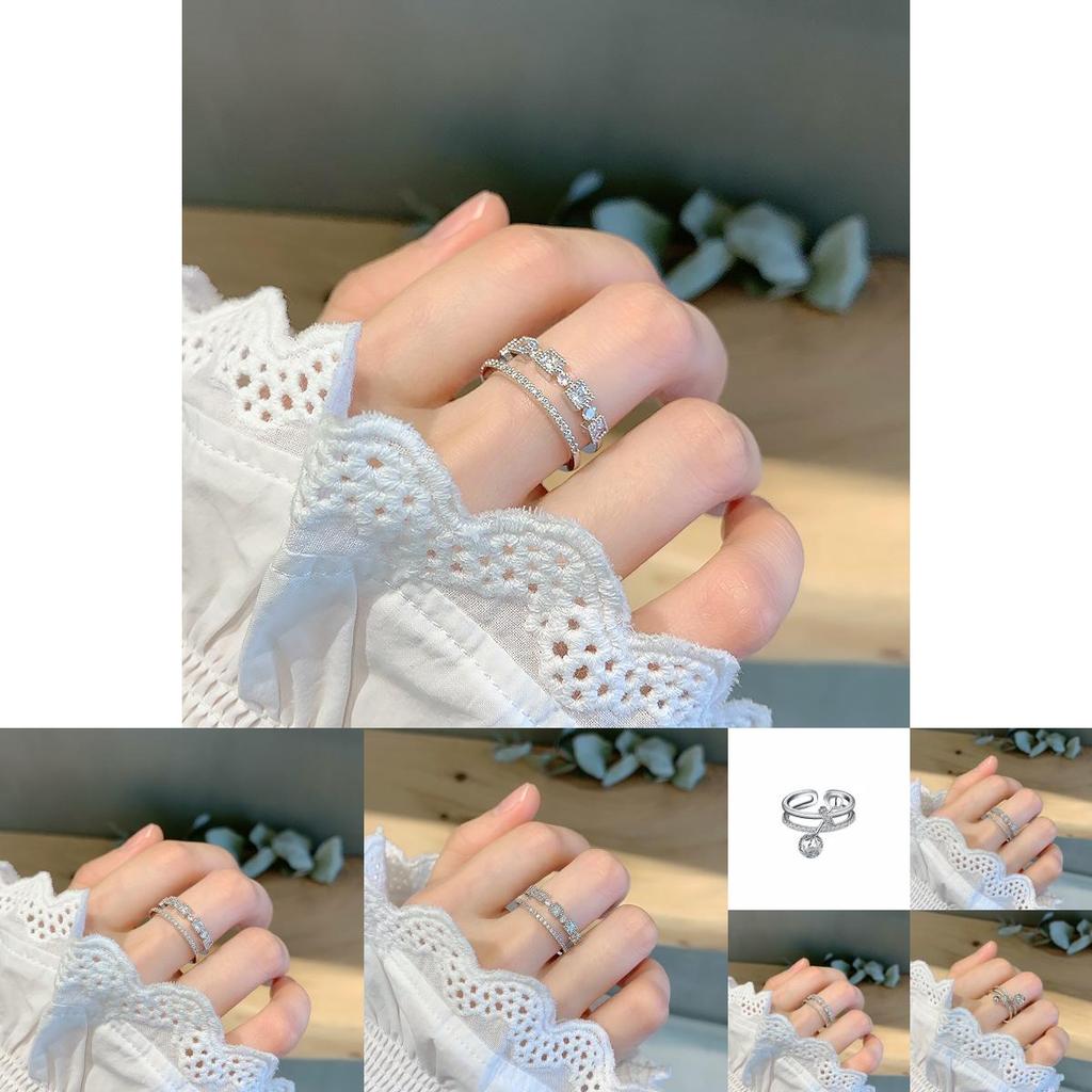 Elegant 925 Sterling Silver Korean Style Vintage Adjustable Open Finger Ring For Women