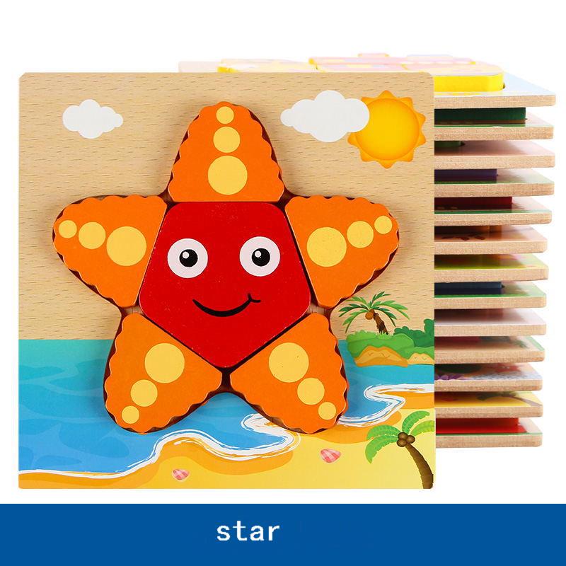 Children Wooden Toy Fruit Animals Transportation 3D Jigsaw Puzzle