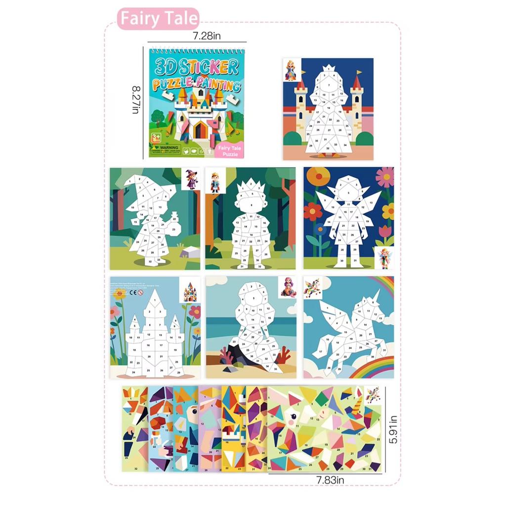 3D Geometry Collage Sticker Book Handmade Cartoon Animal Traffic Sticker Puzzle Toys Enhance Focus Training Enlightenment Gifts
