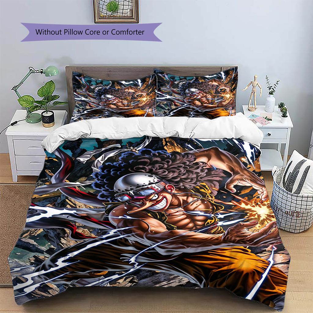 Juego de Ropa de Cama con Estampado de Dibujos Animados Colcha Funda de Colcha Funda de Almohada Decoración del Hogar Regalo de Cumpleaños (1 * funda nórdica + 2 * fundas de almohada, sin núcleo)