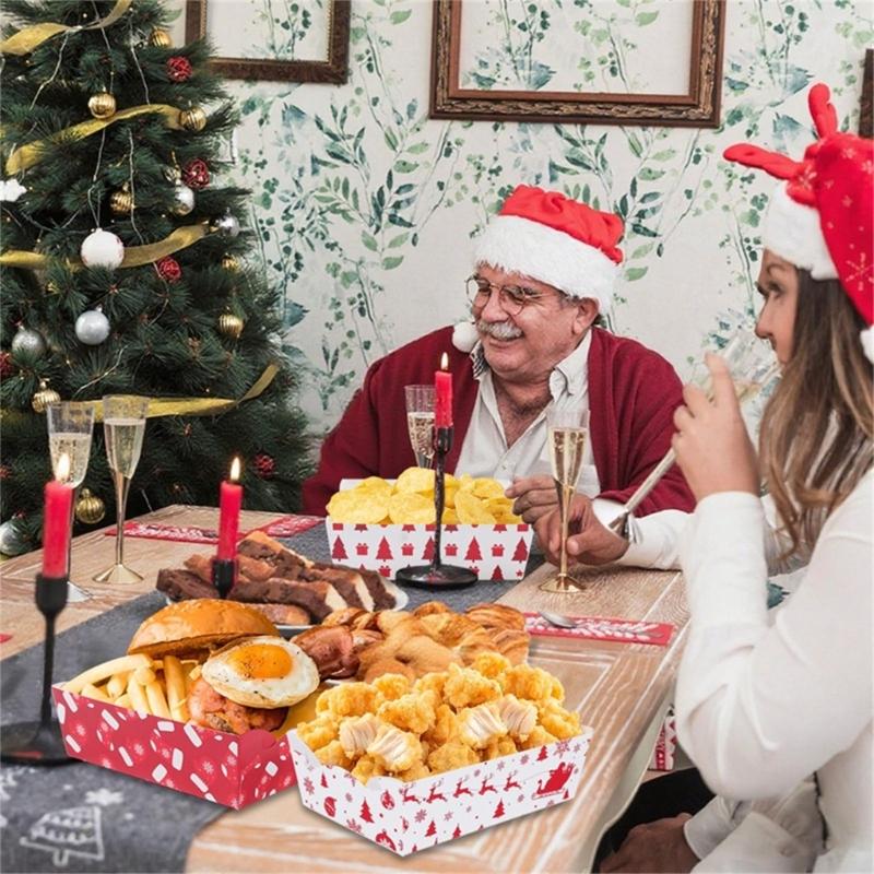 Festival Essen Boote Feiertag Einweg Papier Snacks Behälter Weihnachtsessen Partyzubehör Für Süßigkeiten Dessert