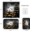 Arttohalloween Pumpkin Bathroom Set With Shower Curtain And Rugs And Accessories, Fun Ghost Black Shower Curtain Set, Spooky