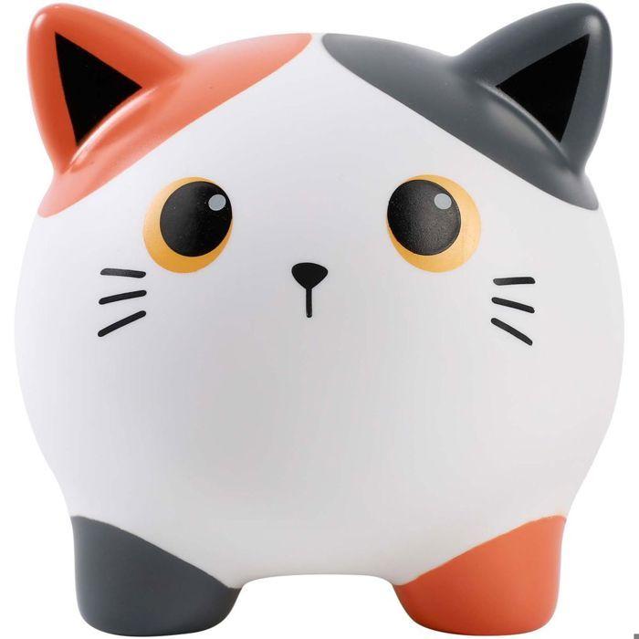 Tirelire - chat - 19x17cm - tricolore - plastique - enfant