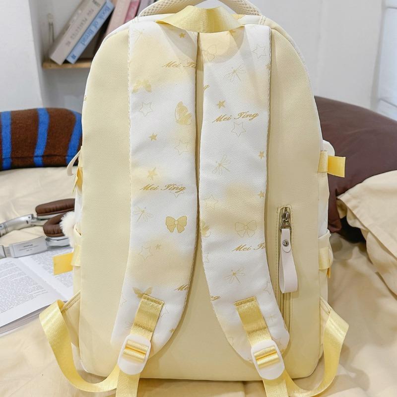 The new Japanese ins high-value, fresh, sweet and cute butterfly graffiti backpack, lightweight backpack for junior high school students