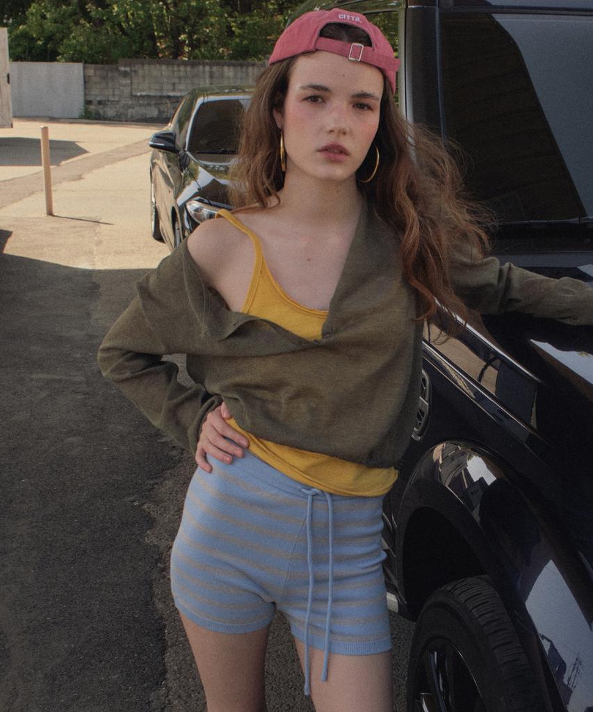 CITTA Stripe Knit Micro Shorts_Ctb570(Sky Blue)