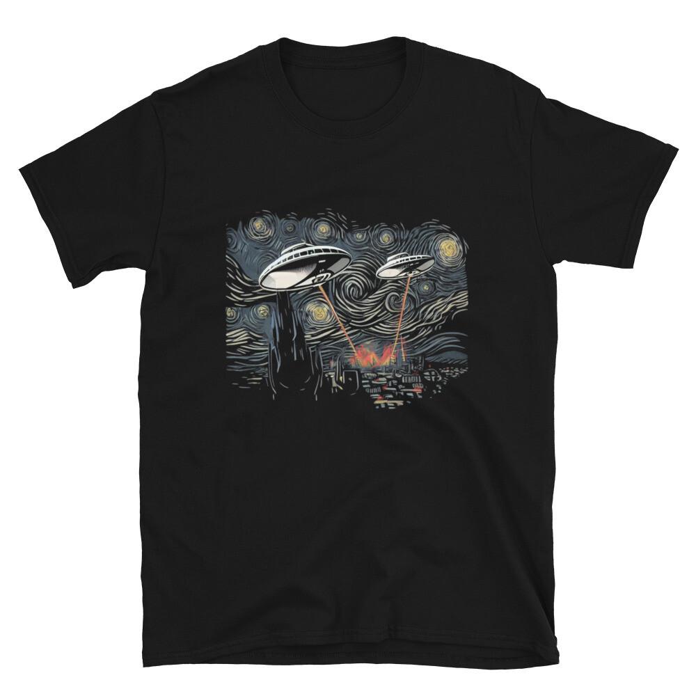 Funny Van Gogh Starry Night UFO T-Shirt Unisex T-Shirt S