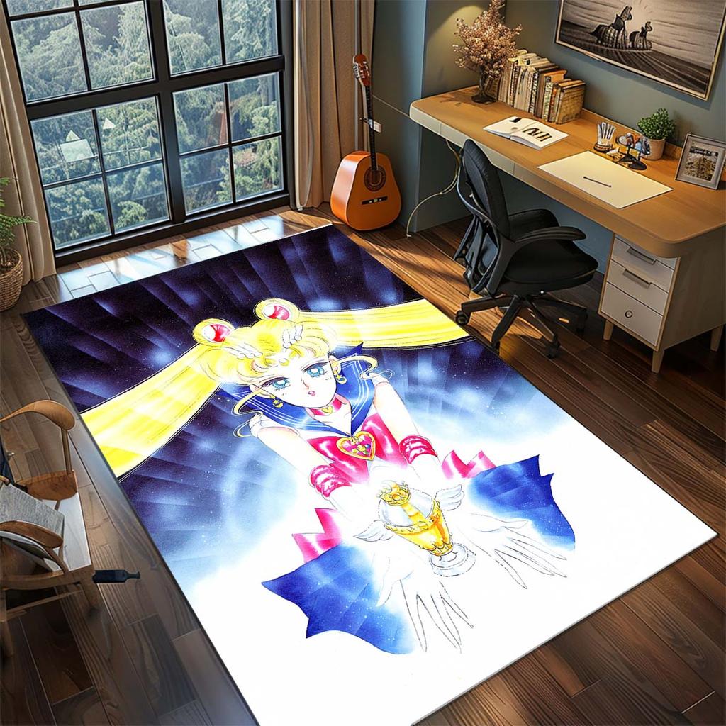 Sailor Moon Anime Teppich Großer Teppich Rutschfeste Waschbare Fußmatte Gamer Zimmer Schlafzimmer Heimdekoration -QJY