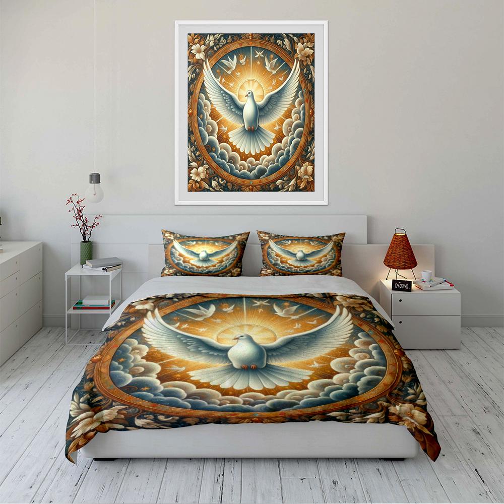Dove and Sunlight Design Bedding Set Bedding set (1 duvet cover, 2 pillowcases, duvet not included)