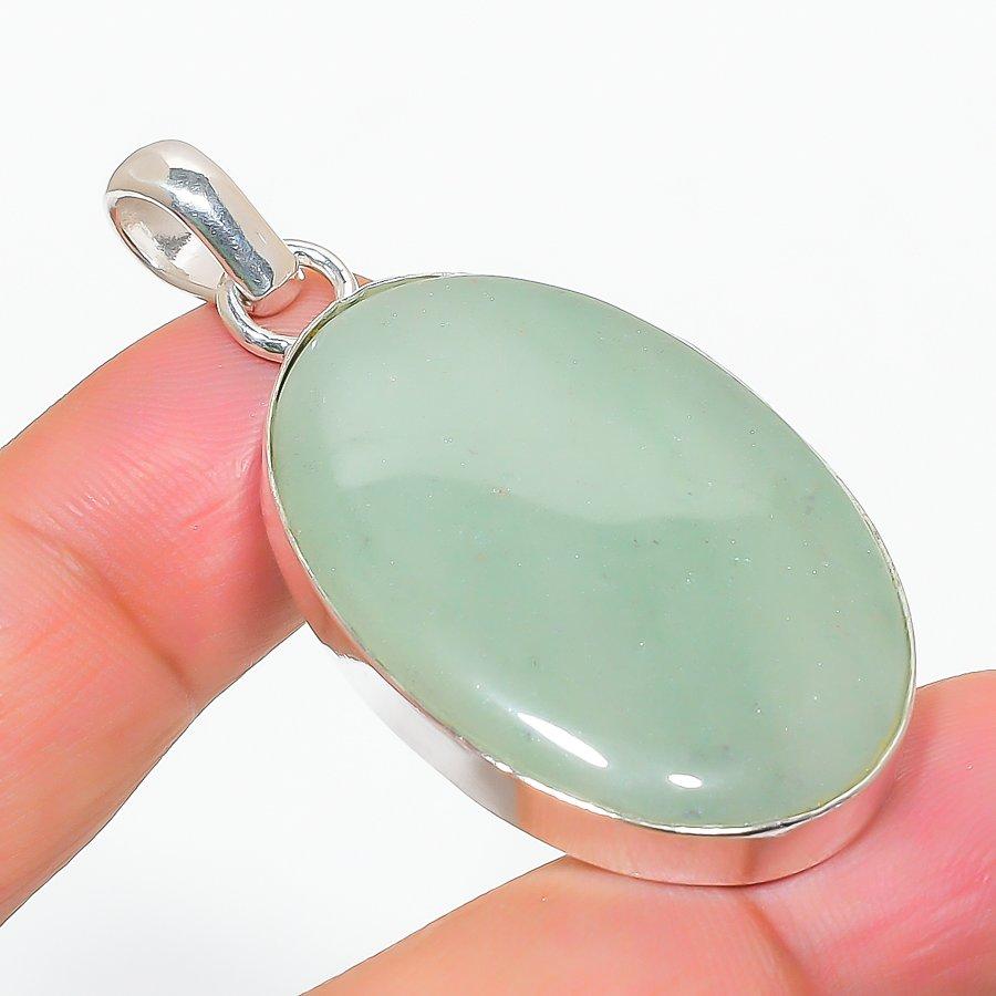 Natural Green Apatite Gemstone Handmade 925 Steling Silver Jewelry Pendant 2.17" AP-16917
