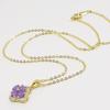 [Your and My Jewelry Box] SV Gold Natural Lavender Jadeite Pendant Necklace with White Topaz 14102 [May Birthstone] [Gift Wrapped]