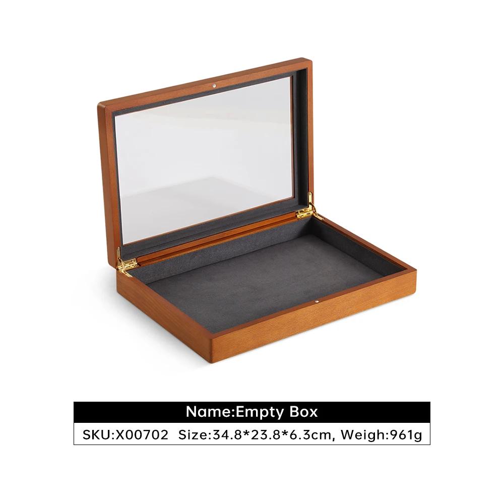 For  Bracelet Necklace Display Case Wooden Ring Earrings Organizer Large Jewelry Storage Box With Cover X007