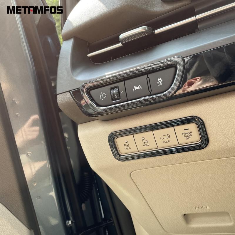 For Kia Carnival KA4     2024 Carbon Fiber Head Light Lamp Adjustment Switch Cover Trim Interior Accessories