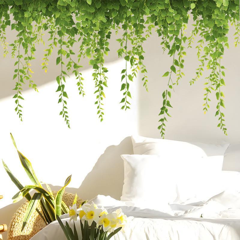 Simulation Green Vine Plant Vine Strip Living Room Entrance Bedroom Wall Decoration Sticker Self-Adhesive Sticker