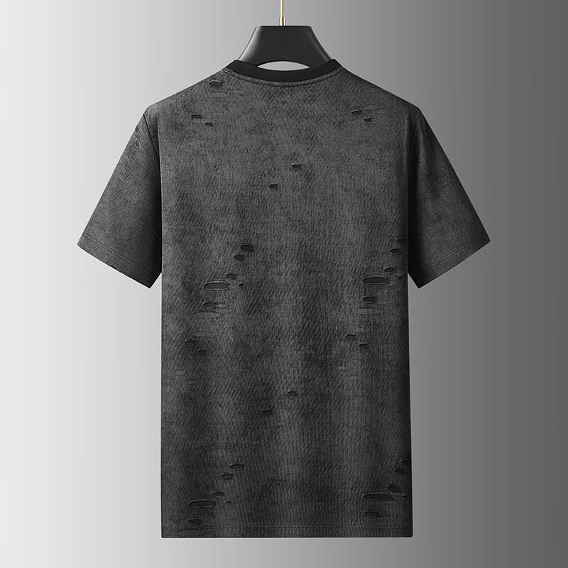 Men's Plus Size Tie-Dye Ripped Short Sleeve T-Shirt