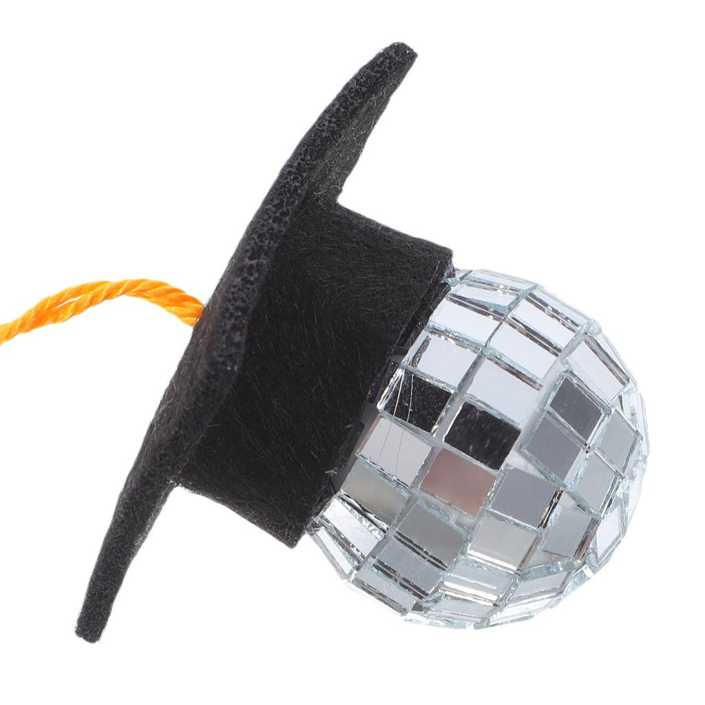 10Pcs Mini Graduation Cap Cupcake Toppers Tassel Disco Ball Design Grad Cap Decor for All Graduations Cupcake Graduation