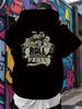 Rock 'n Roll Party Hoodie - Casual Trendy Black Pullover with Skull & Guitar Graphic