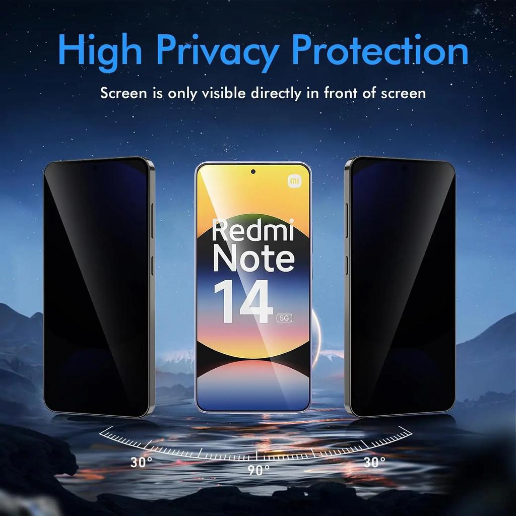 2pcs Anti-spy Clear Tempered Glass For Redmi Note 14 13 12S 12 Pro Privacy Screen Protector For XiaoMi Redmi 15 15C 14C 13 13C 12 12C A3 A4 A5 4G 5G