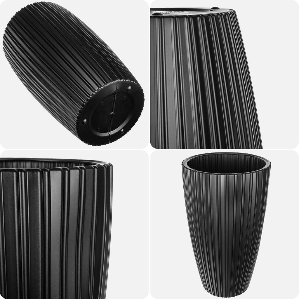 KADAX Blumentopf Pflanztopf Für Blumen 30cm Übertopf Mit Einsatz Blumenständer Kunststoff Schwarz