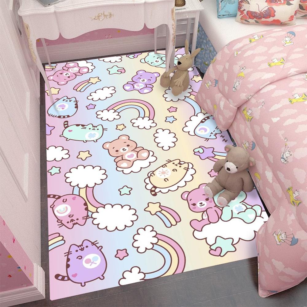 CKawaii Stern Regenbogen Teppich Kinderteppiche für Mädchen Zuhause Wohnzimmer Kinderteppich Schlafzimmer Sofa Fußmatte Bodenmatten Geschenk
