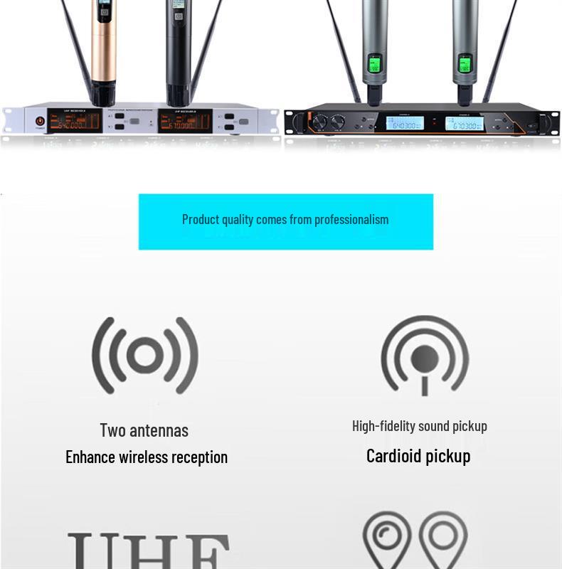 Two-Way Wireless KTV Microphone with True UHF Receiver and Infrared Frequency Matching