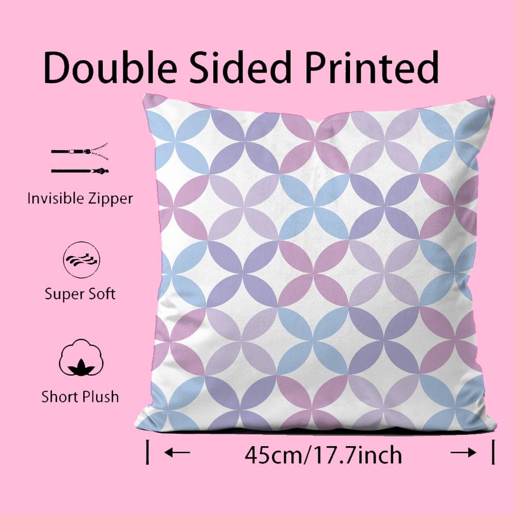Simple Purple Plaidprint Pillow Case Comfort Sofa Bed Silky Elegant Invisible Zipper Custom Decorative Cushion Cover