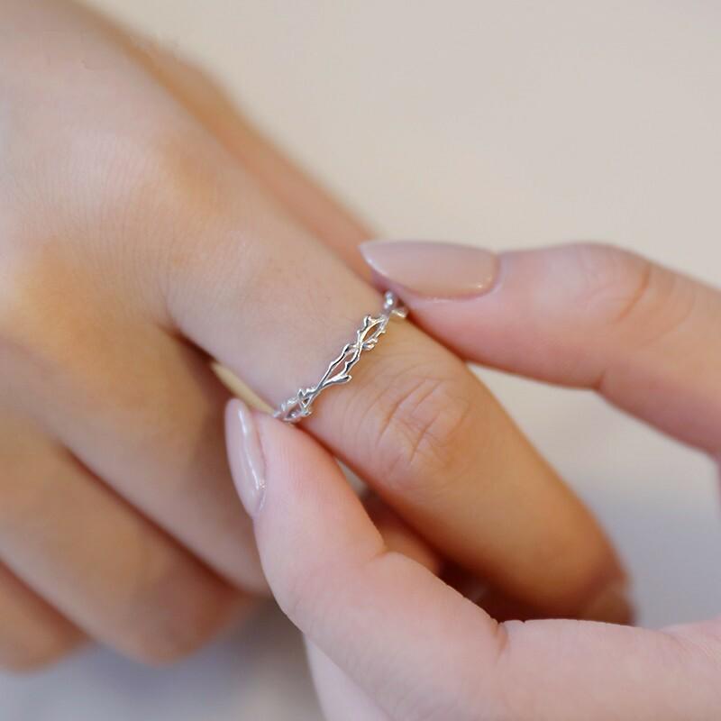 Xiaomi Vintage Branch Leaf BFCLUB  Silver Color Ring Opening Ring For Women Jewelry Gift Dropshipping
