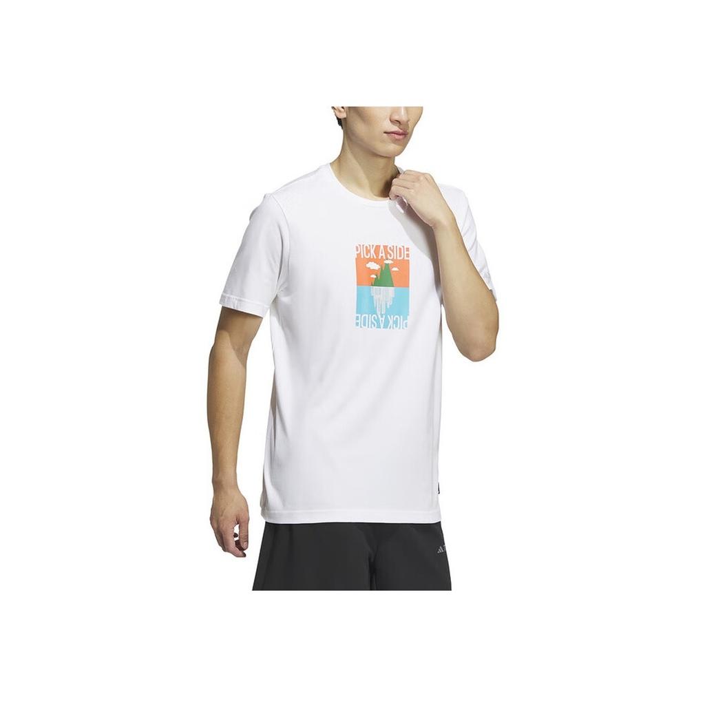 Adidas Round Neck Pullover Letter Print Short Sleeve T-Shirt Men Tops White IS0271