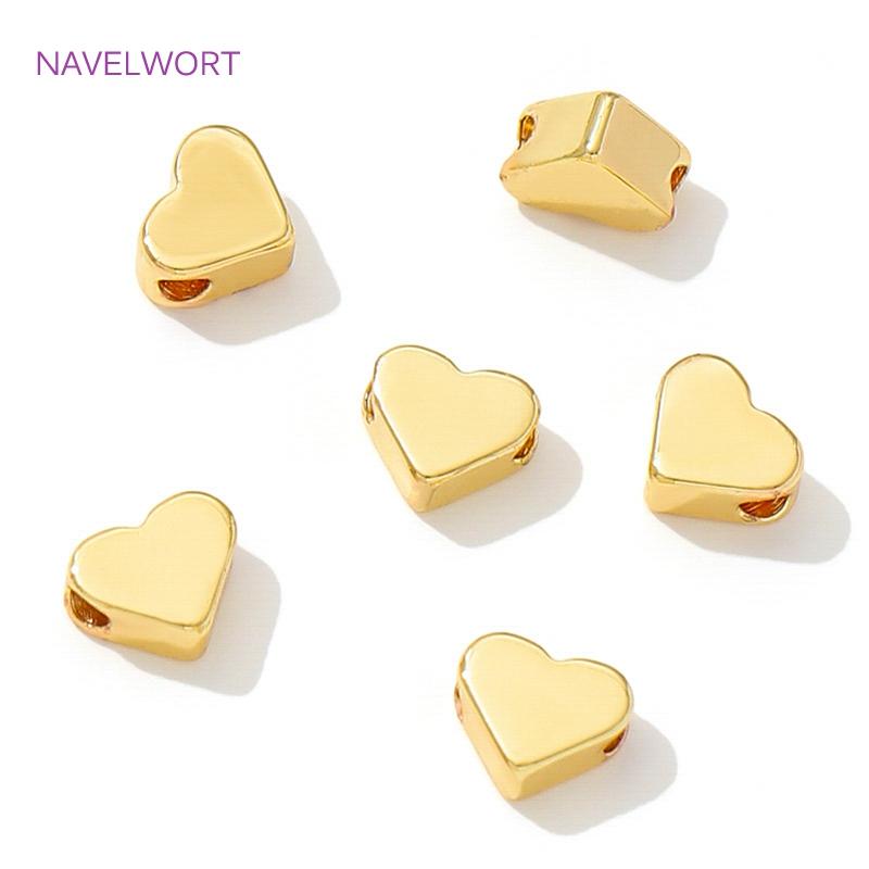 18K Real Gold Plated Brass Heart Shape Spacer Beads For Bracelets Making,Separators For Beads,DIY Beading Jewelry Accessories