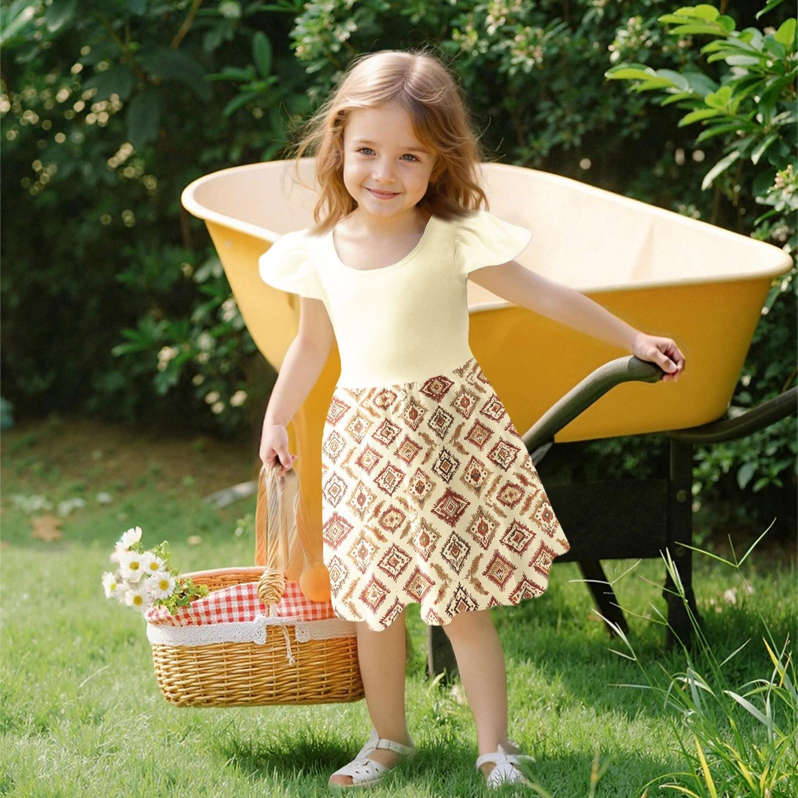 

Girls Toddler SleeveDress Dresses Casual Party School Dresses Clothes For Girls 120 хаки