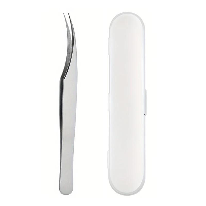 Stainless Steel Precision Tweezers with Storage Case Ultra-Sharp Blades for Eyebrows Blackheads Pimples Facial & Body  Care Tool