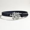 Women's Rhinestones Belt Glitters Leather Waist Belt Western Skull Waist Belt for Stylish Youth
