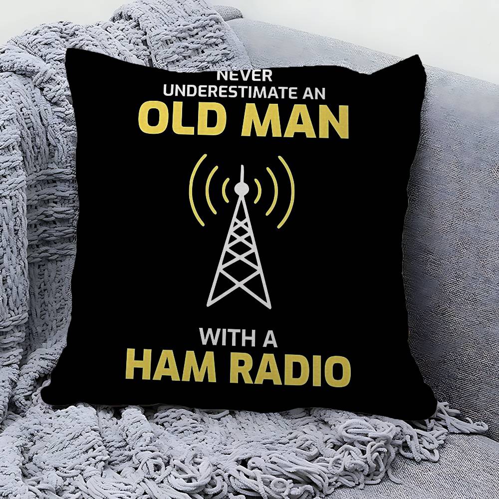 Licensed H-Ham Retro Radio Cushion Cover Pillowcase Upholstery Sofa Throw Pillow Home Decor Pillowcas