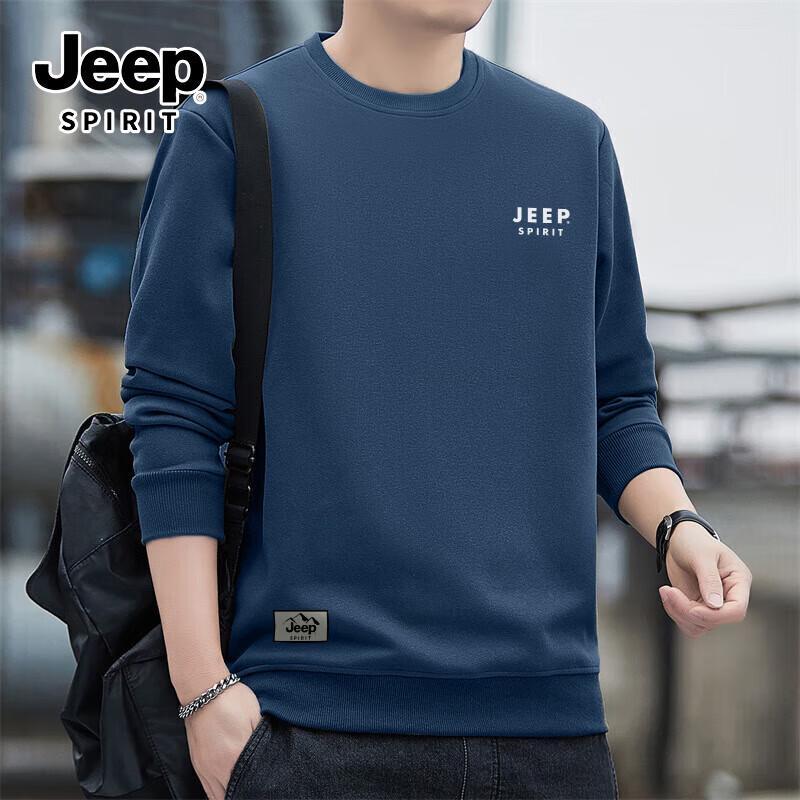 JEEP SPIRIT Men's Loose-Fit Round Neck Sweatshirt