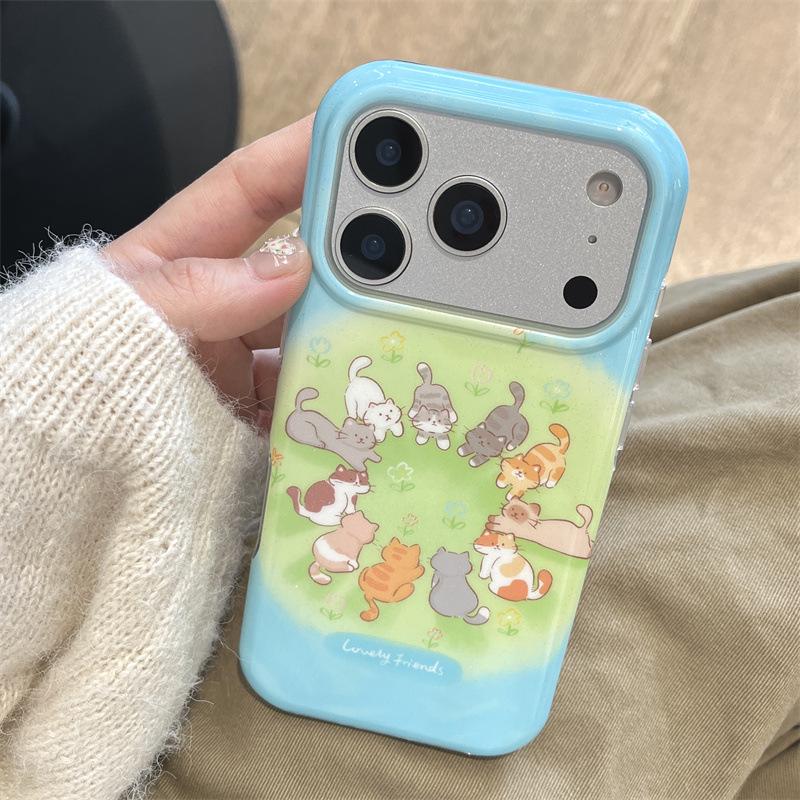 

Summer Fresh Lawn Circle Cat iPhone 17/16 Pro Max/15/14 Case for Girls Apple 15